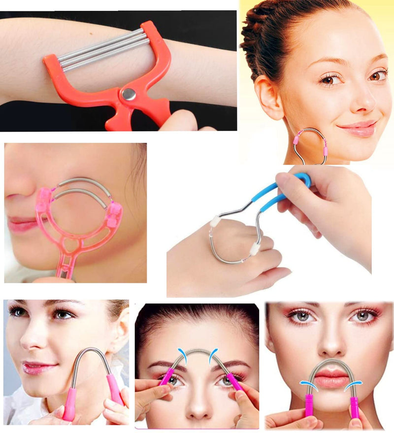 JZK 5 x Facial Hair Remover for Women Men Spring Threading Tool for Facial Hair/Upper Lip/Eyebrow Spring Facial Epilator Manual Women Facial Lint Remover - NewNest Australia