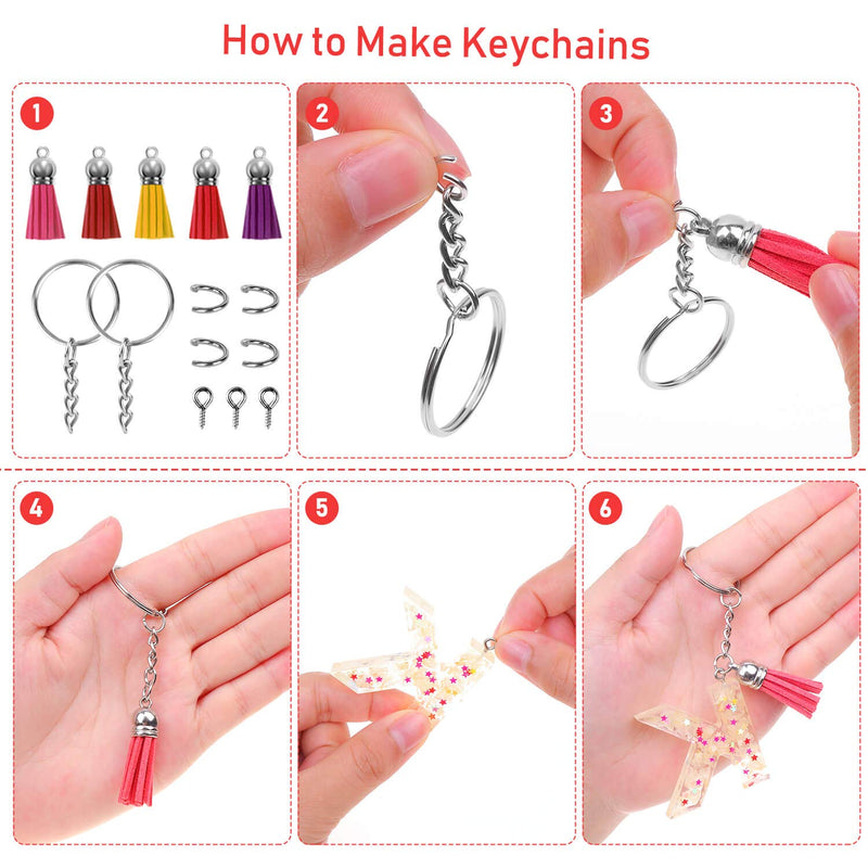 Tassel Keychain, Cridoz 400pcs Key Chains and Tassels Set Includes keychain Tassels, Key Chain Rings, Jump Rings and Screw Eye Pins for Acrylic Keychain Blanks, Resin Keychain and DIY Craft - NewNest Australia