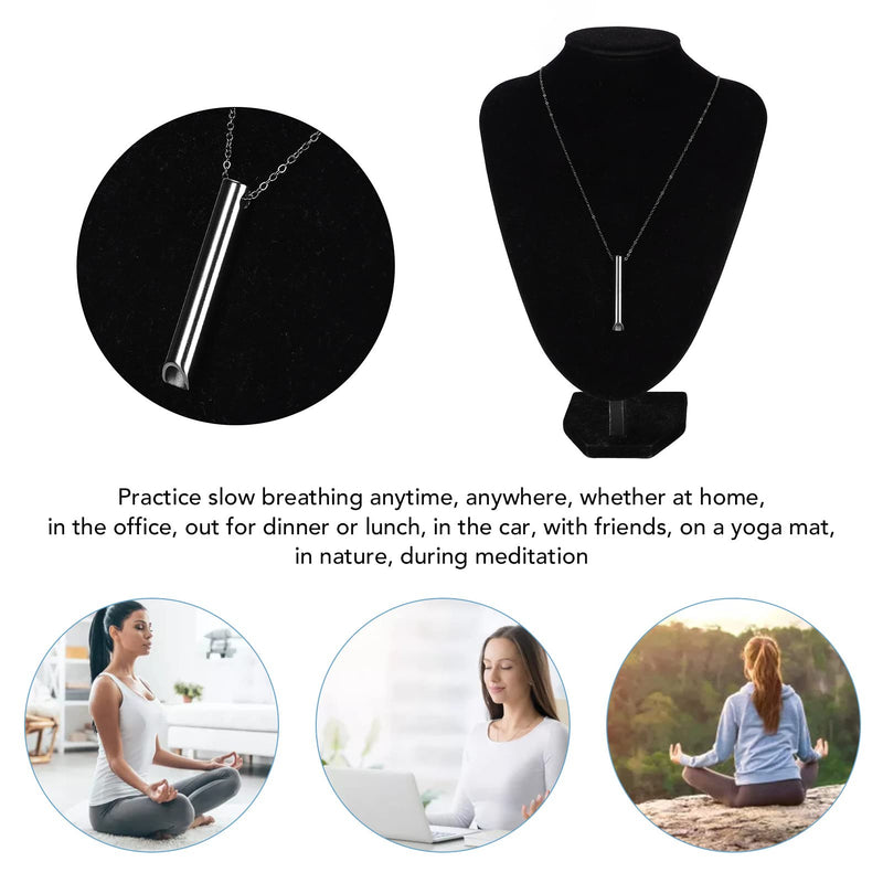 Leftwei Stress Relief Mindful Necklace, Breathing Necklace Spiritual Jewelry Breathing Exercise Device Anxiety Whistle Necklace for Habitual Breathing Exercises, Meditation, Anxiety Relief (Black) Black - NewNest Australia