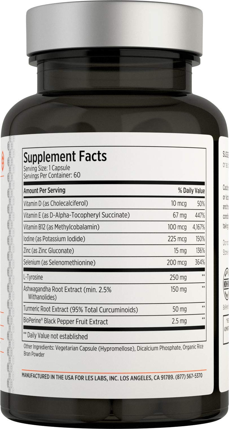 LES Labs Thyroid Support, Natural Supplement for Thyroid Health, Metabolism & Thyroid Hormone Levels, 60 Capsules - NewNest Australia