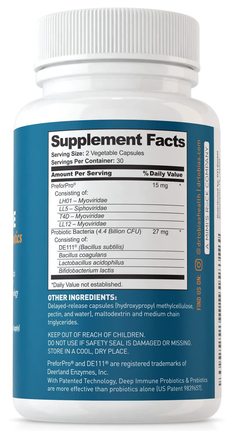Dr. Tobias Deep Immune Probiotics & Prebiotics for Women & Men – 4.4 Billion CFUs, Helps Support Digestive & Gut Health, Immune Strength & Absorb Nutrition – 2 Daily, 60 Capsules (30 Day Supply) - NewNest Australia