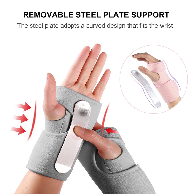 Wrist Splint Support Brace Compression Wrist Brace Elastic Adjustable Carpal Tunnel Support with Metal Strip for Sports, Fitness, Arthritis, Tendonitis One Size Single (Left Hand, Grey) Left Hand - NewNest Australia