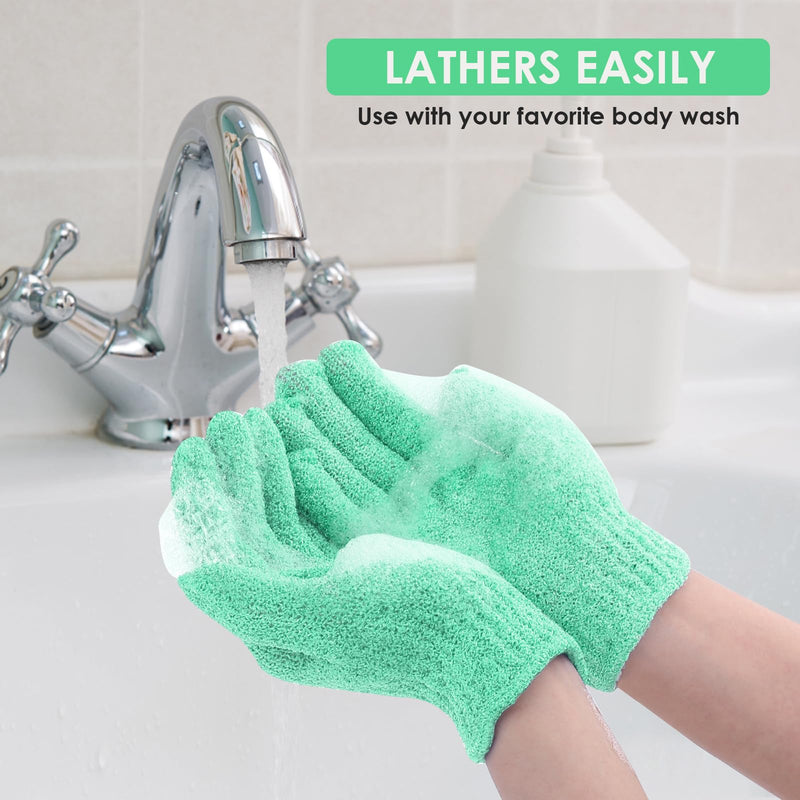 Sibba Peeling Gloves Exfoliating Gloves Massage Gloves Peeling Glove for Body Bath or Shower, Sauna Glove, Shower Sponge, Body Scrubbing Massage Reusable Scrubbing (Green) - NewNest Australia