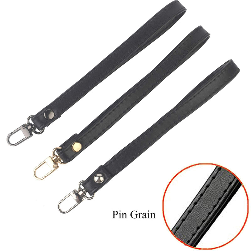 Beaulegan Purse Wrist Straps - Genuine Leather - Replacement for Clutch Pouch, Set of 2 PCS Black Pebble Grain (Gold Buckle) - NewNest Australia