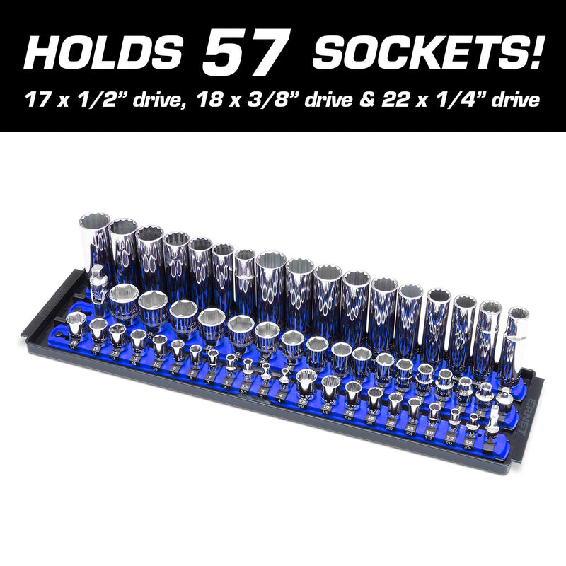 Ernst Manufacturing Socket Boss 3-Rail Multi-Drive Socket Organizer, 19-Inch, Blue - 8451A - NewNest Australia