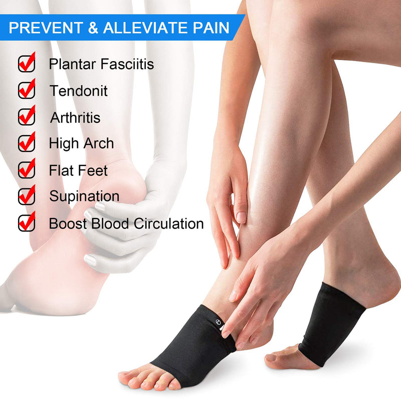 Ailaka 2 Pairs Compression Arch Support Sleeves, Cushioned Foot Braces Arch Pads for Flat Foot Pain Relief Plantar Fasciitis Heel Spurs Black Shoe Size: Women’s 5-13/Men’s 3-11 - NewNest Australia