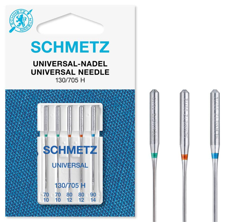 25 Schmetz Assorted Universal Sewing Machine Needles 130/705H 15x1H Sizes 70/10, 80/12, 90/14 (Original Version) - NewNest Australia