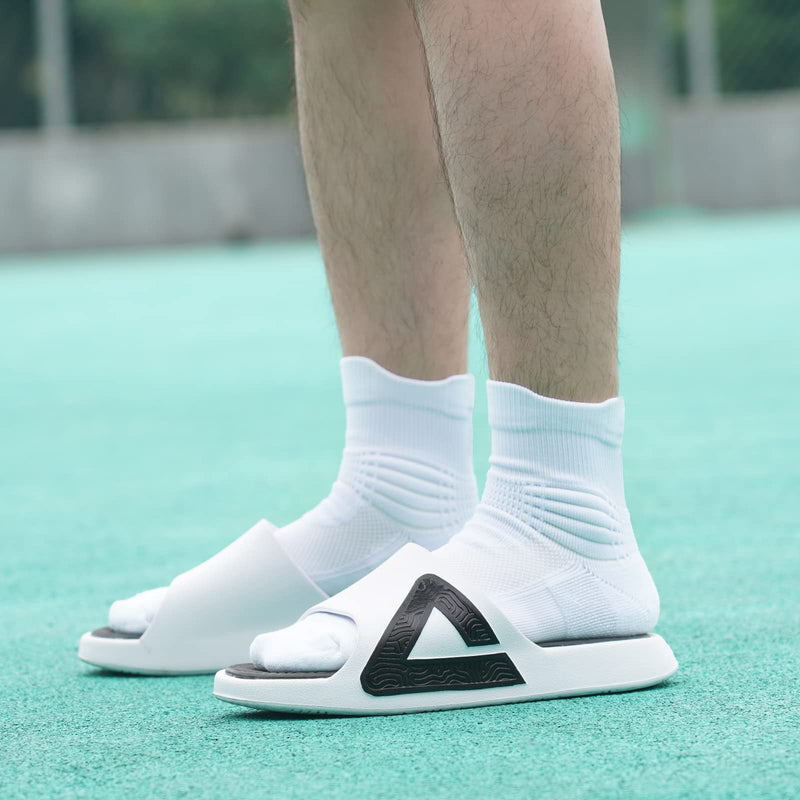 Elite Basketball Socks, Cushioned Athletic Sports Crew Socks for Men Boy Women Girl 3 Pairs White-zt-a - NewNest Australia