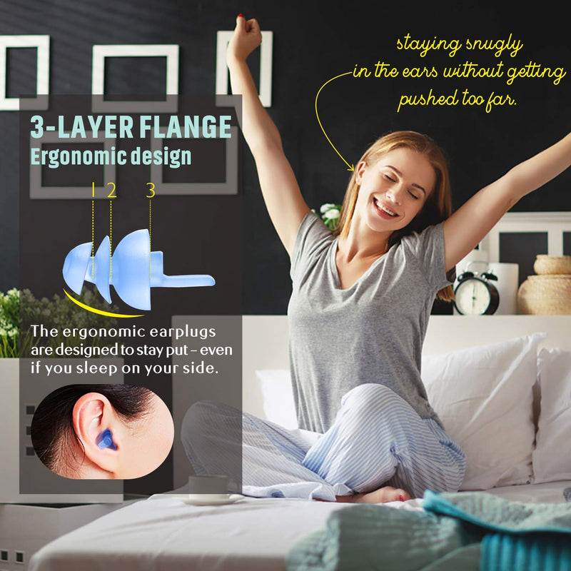 Ear Plugs for Sleeping 2 Pairs - SNR 32dB Noise Reduction Earplugs with Detachable Cords, Reusable Soft Silicone Ear Plugs for Sleeping, Snoring, Travel, Studying, Work(Blue) Blue - NewNest Australia