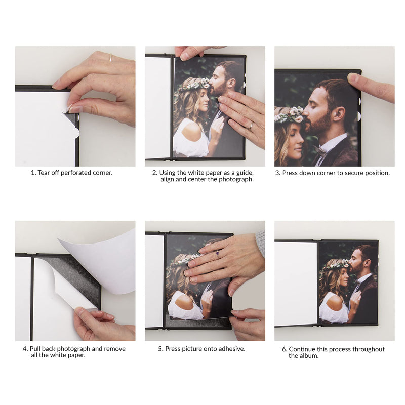2.5" x 3.5" Black Leather Self-Stick Photo Album 2.5" x 3.5" - NewNest Australia