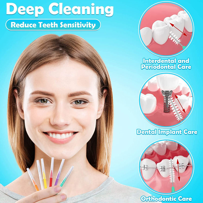 Pack of 40 Interdental Brushes Interdental Brushes Toothbrush Interdental Space Cleaner Reusable, Suitable for Cleaning Between (Includes Storage Box) - NewNest Australia