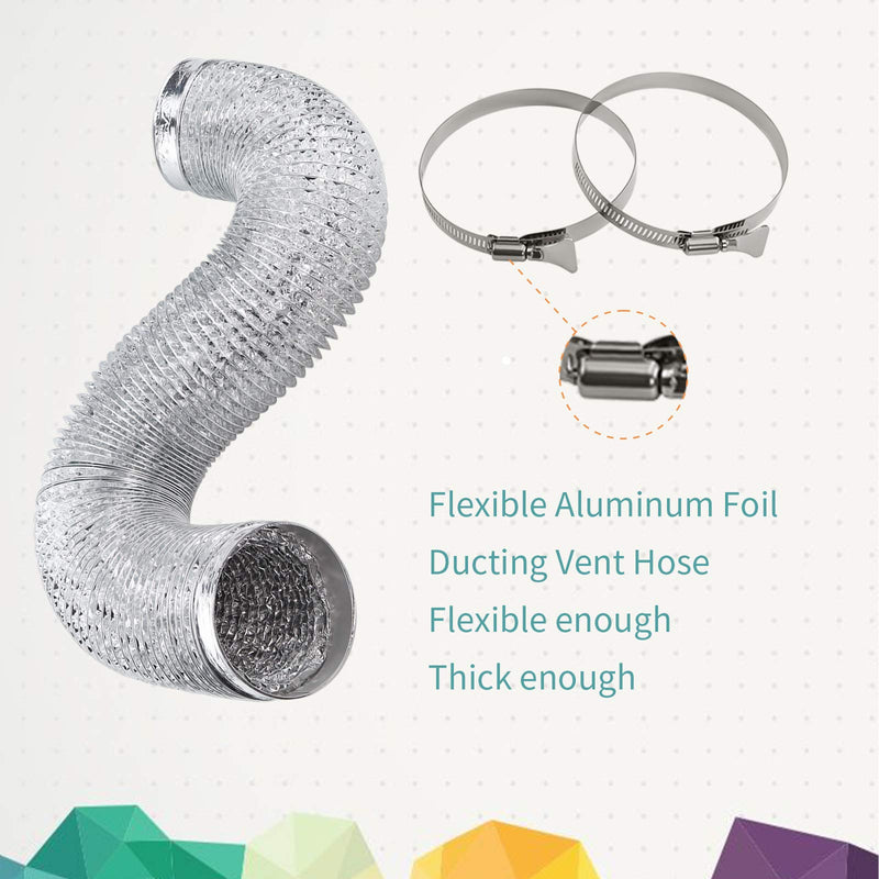Cenipar Dryer Vent Hose-4 inch Ducting Vent Hose Flexible Aluminum Foil Non-Insulated (4 inch 8 feet) with 2 Clamps 4in-8FT-1PC Silver - NewNest Australia
