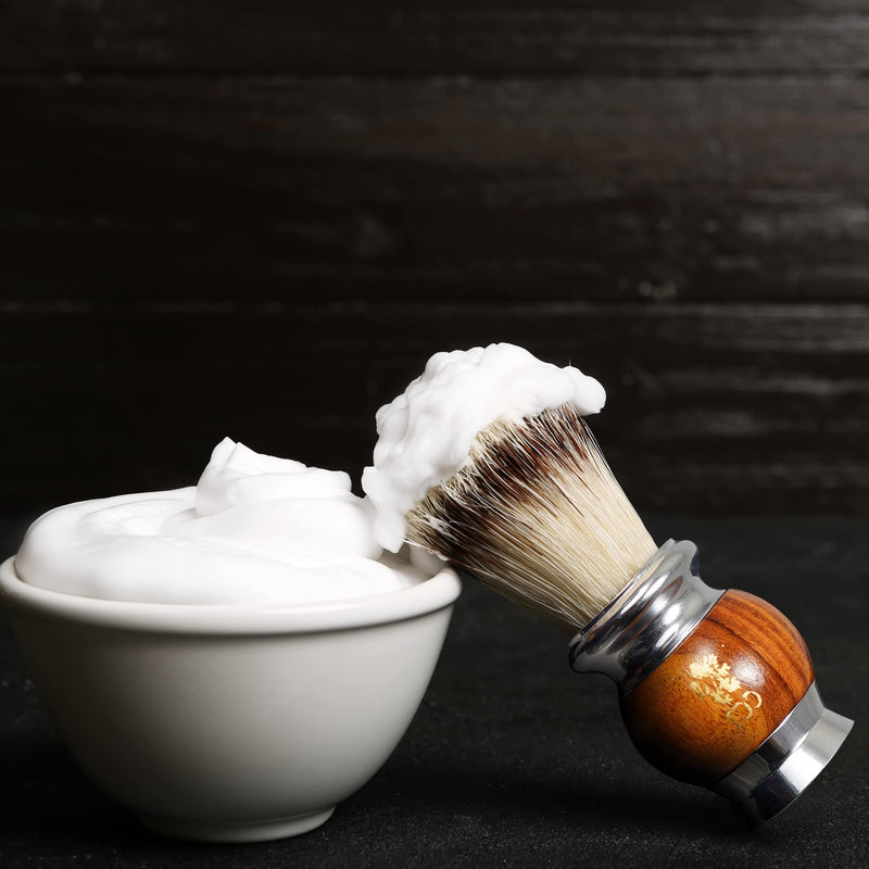 The Cambridge Cut Throat Premium Vegan Shaving Brush Made of Wood and Stainless Steel for Men - Imitation Badger Hair Shaving Brush - Great Men's Gift - NewNest Australia