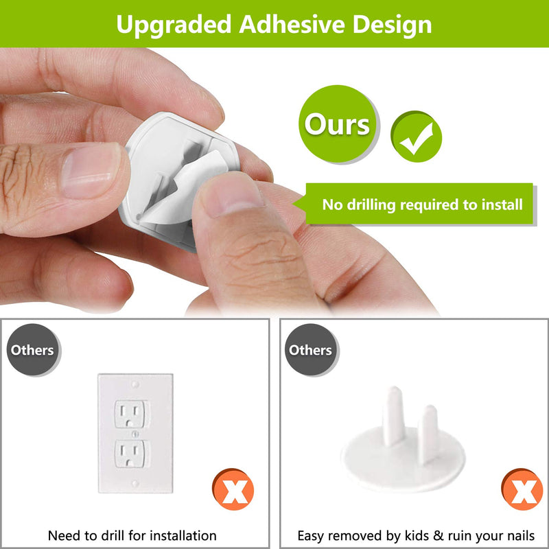 Outlet Covers (16 Pack) Child Proof Outlet Plug Covers Upgraded Adhesive Design Electrical Socket Caps Self-Closing Baby Proofing Outlet Protector - NewNest Australia