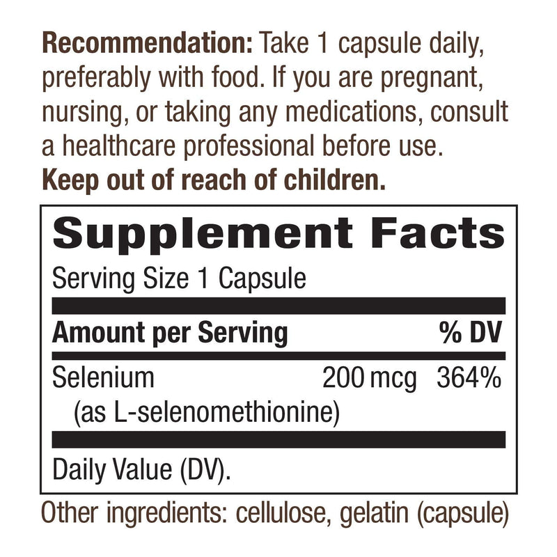 Nature's Way Selenium 200 mcg, L-Selenomethionine, Antioxidant, 100 Capsules (Packaging May Vary) - NewNest Australia