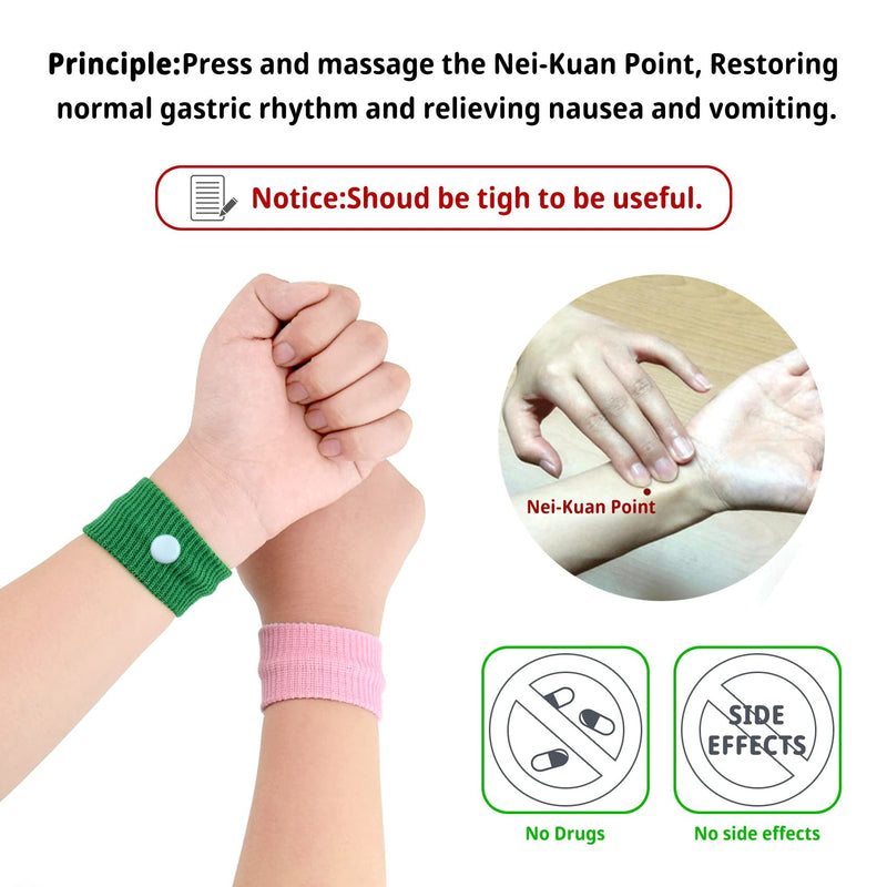 1 Pair Motion Sickness Wristbands, Natural Nausea Relief Bands for Kids &Adults, Anti-Nausea Wristbands, for Car Sea Sickness Travel Sickness Pregnancy Morning Sickness (Pink) Pink - NewNest Australia