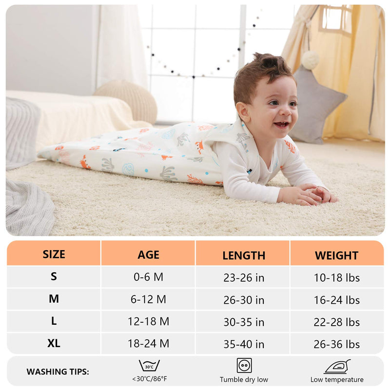 NewNest Australia - Mosebears Sleep Sack Baby Winter Wearable Blanket with 2-Way Zipper,2.5 TOG Cotton Sleep Sack Unisex Ocean Animal 6-12 Months 