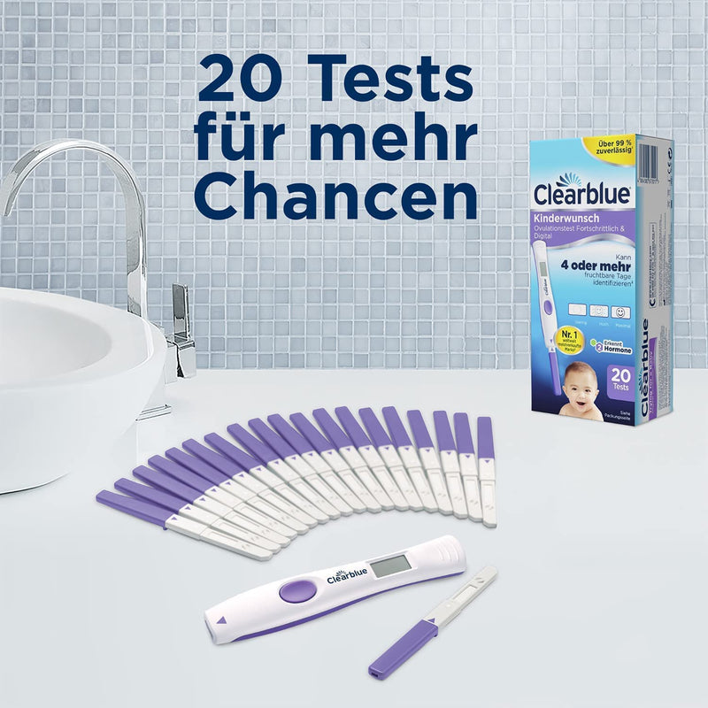 Clearblue Fertility Ovulation Test Kit, 20 Tests + 1 Digital Test Holder, Fertility Test For Women / Ovulation, Advanced & Digital (Tests 2 Hormones), Get Pregnant Quicker - NewNest Australia