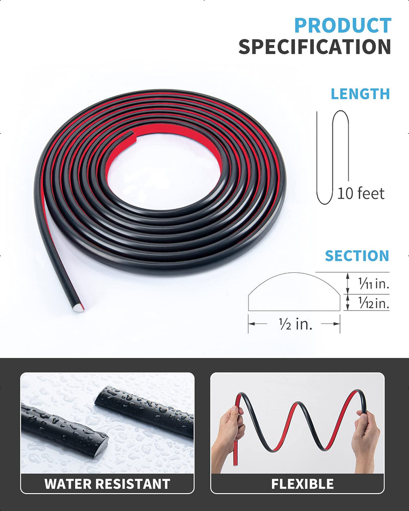 Art3d 10 Ft Peel and Stick Trim for Backsplash Tile Edge, Self-Adhesive Liner for Corner Decor in Black 10 Feet 1 - NewNest Australia