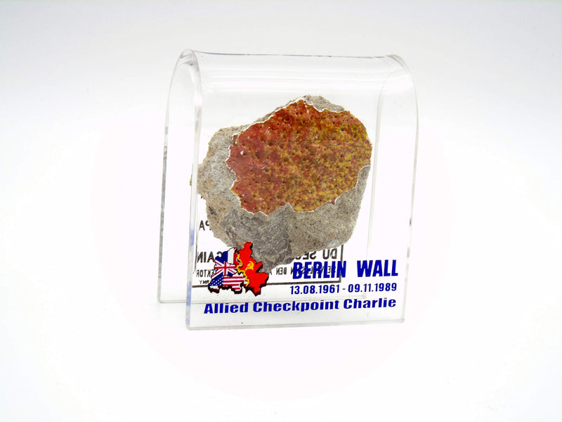 NewNest Australia - Original Piece of The Berlin Wall in Checkpoint Charlie Motive Souvenir in Acrylic Display (2" x2") 