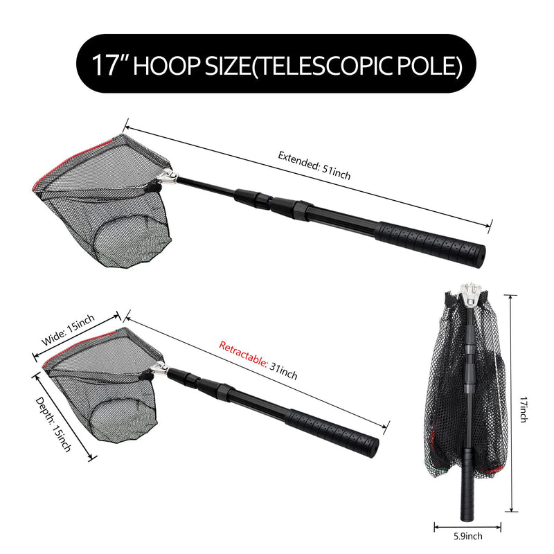 SAN LIKE Fishing Net Fish Landing Nets Collapsible Telescopic Sturdy Pole Handle for Saltwater Freshwater Extending to 36/43/71/98inches 49inch-Black - NewNest Australia