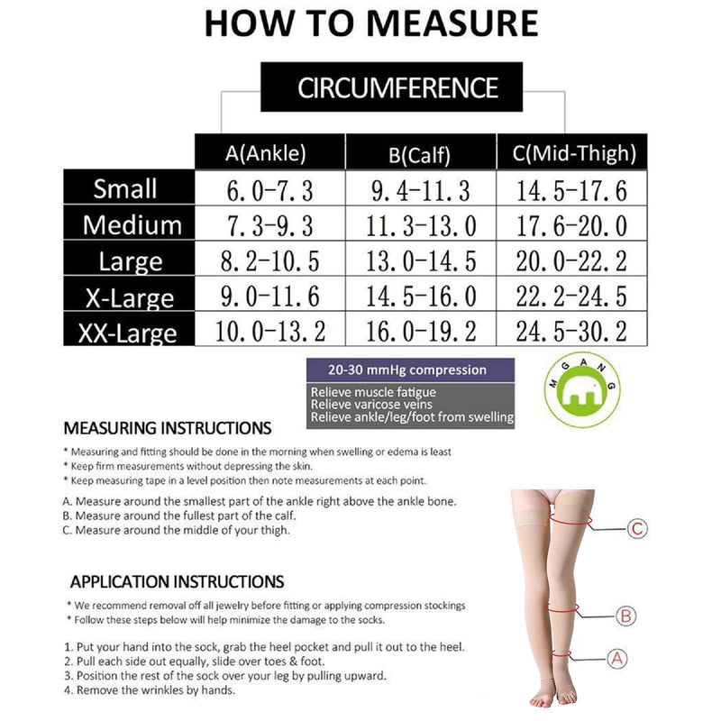 Wallfire Medical Compression Stockings, 23-32mmHg Thigh Support Stockings for Women Men Relief Prevent Varicose Veins Skin Color XXL - NewNest Australia