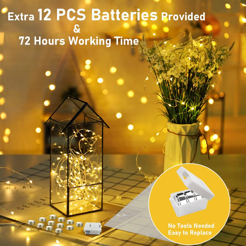 12 Pack Fairy Lights Battery Operated, 3 Speed Modes, Extra 12 Batteries for Replacement, 7Ft 20 LED Mini String Lights, Waterproof Silver Wire, Twinkle Firefly Lights for Bottle(No Remote) 12 Pack - NewNest Australia