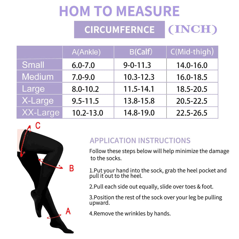 Evolyline Medical Compression Stockings, 20-30 mmHG Support Stockings for Men and Women, Medical Class 2 Thigh Stockings, Prevent Varicose Veins (Beige) Black L - NewNest Australia