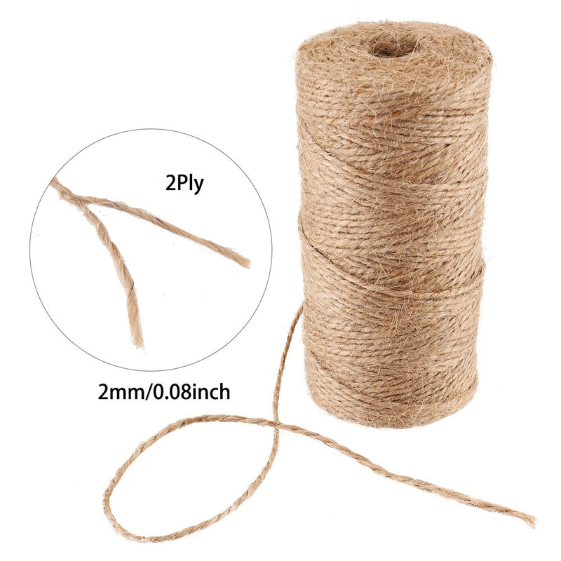 CCINEE Natural Jute Twine 328 Feet Burlap Rope String for DIY Crafts, Festive Decoration, Gift Wrapping and Gardening Applications 2mm(2 Ply) 2 mm - NewNest Australia