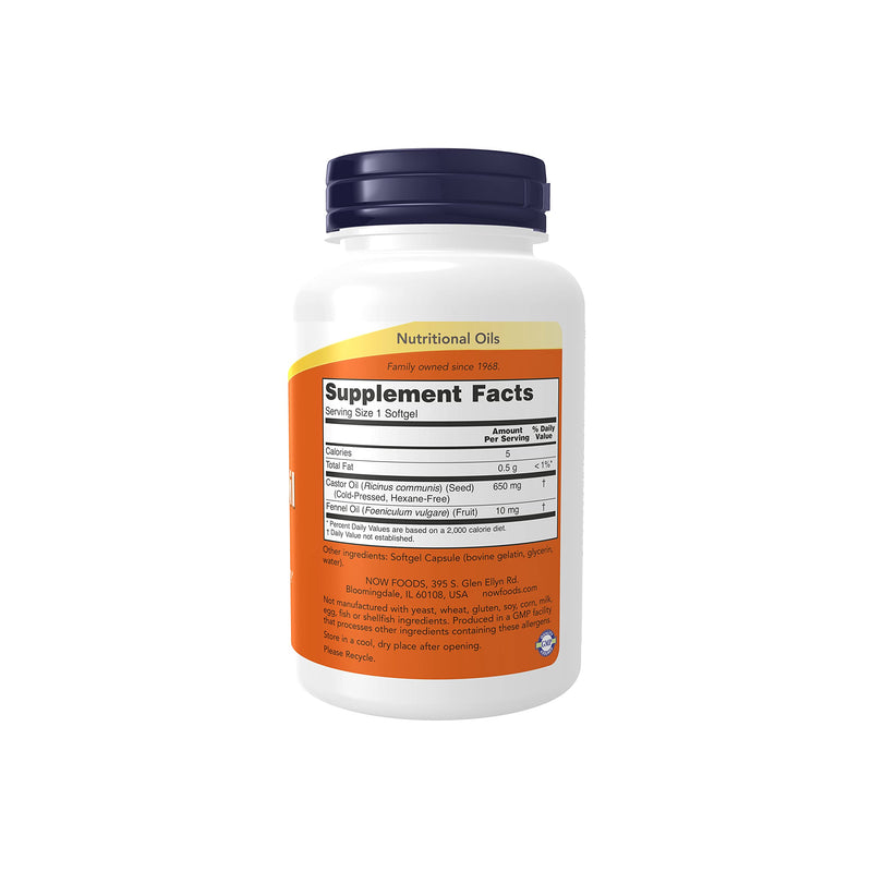 NOW Supplements, Castor Oil 650 mg with Fennel Oil, Natural Laxative*, 120 Softgels - NewNest Australia