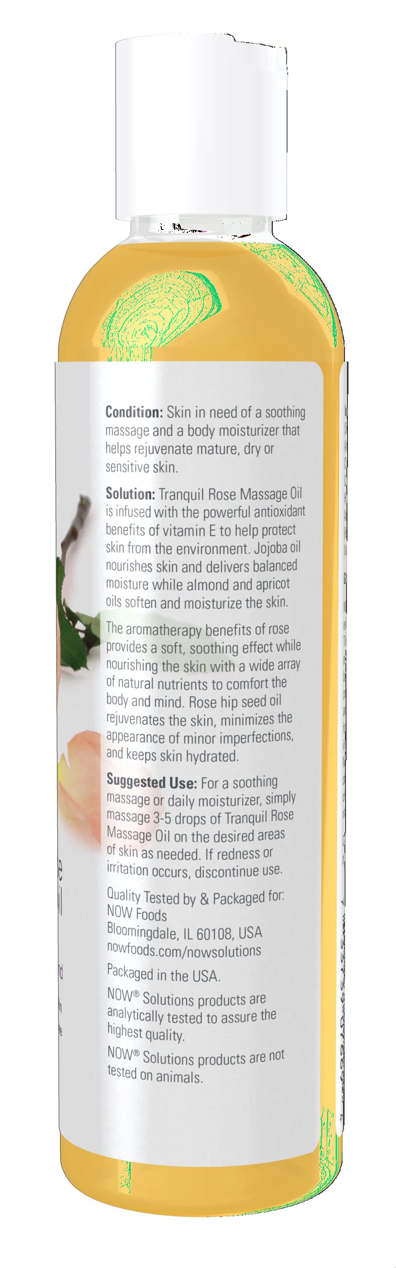 NOW Solutions, Tranquil Rose Massage Oil, Body Moisturizer for Dry Sensitive Skin, Promotes Healthy-Looking Skin, 8-Ounce 8 Fl Oz (Pack of 1) - NewNest Australia
