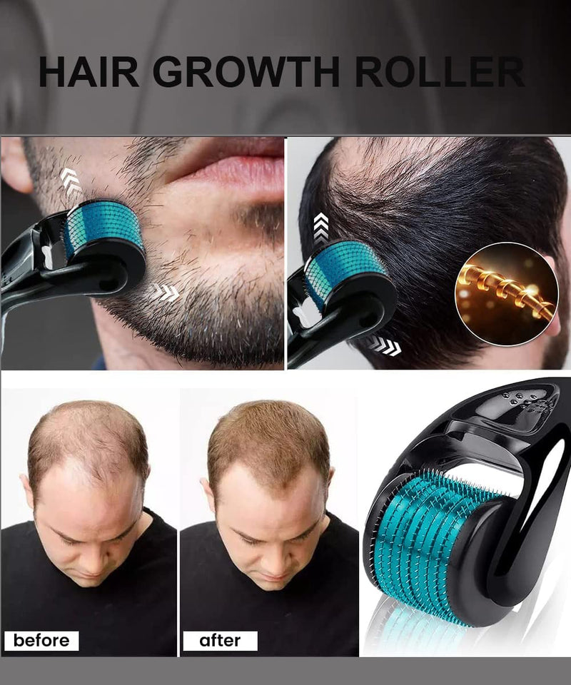 Beard growth set, derma roller for beard growth, beard roller for hair growth for men, 100% natural ingredients, beard oil serum, stimulates beard, mustache and hair growth, gifts for men father 0.5 mm - NewNest Australia