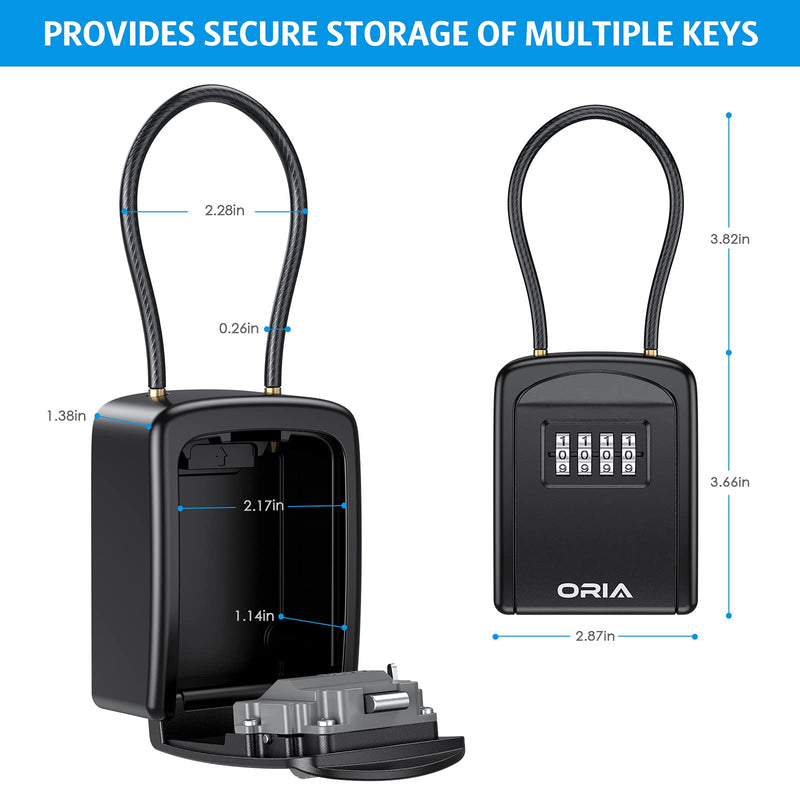 NEWEST Key Lock Box, Safe Lock Box for Keys with Removable Shackle, 4-Digit Combination Lock Box Waterproof, 5 Key Capacity Security Key Storage for Home, Warehouse, Indoor & Outdoor Black - NewNest Australia