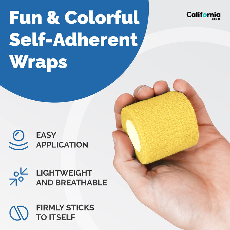 Self Adhesive Bandage Wrap - 2 inch by 5 yards Self Adhering Non Woven Cohesive Bandage Rolls (12 Pack) - Stretch Wrap - Multi Colored Neon Athletic Tape for Wrist - Medical Tape Waterproof - Vet Wrap 2 Inch 12 Pack - NewNest Australia