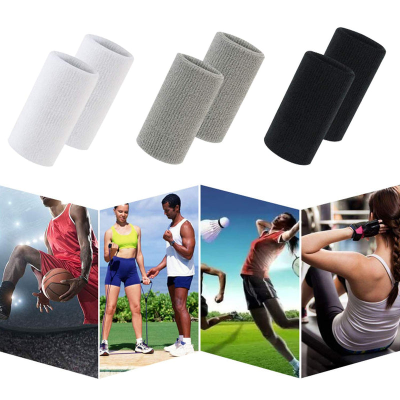 Yuyeran 3 Pairs Men Women Sports Wrist Sweatband Yoga Tennis Squash Badminton Gym Basketball Wristband Wrist Brace Support - NewNest Australia