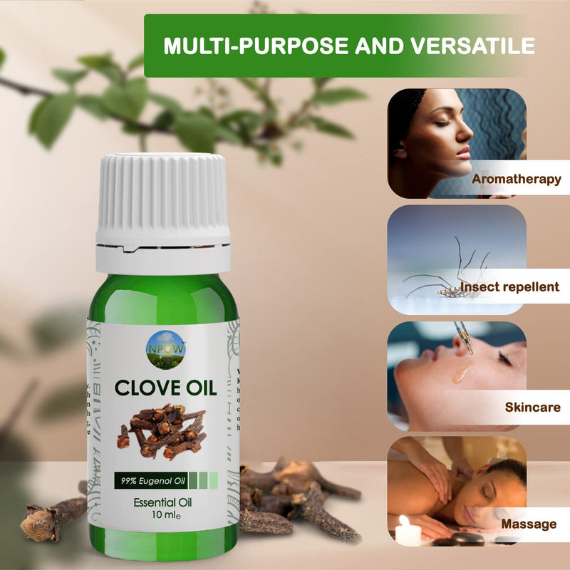 NPOW Clove Oil, Clove Essential Oil, Clove Oil for Toothache Pain Relief, Clove Oil for Hair Growth, Oil of Cloves for Toothache, Essential Oil for Oral Discomfort - 10ml 10 ml (Pack of 1) - NewNest Australia