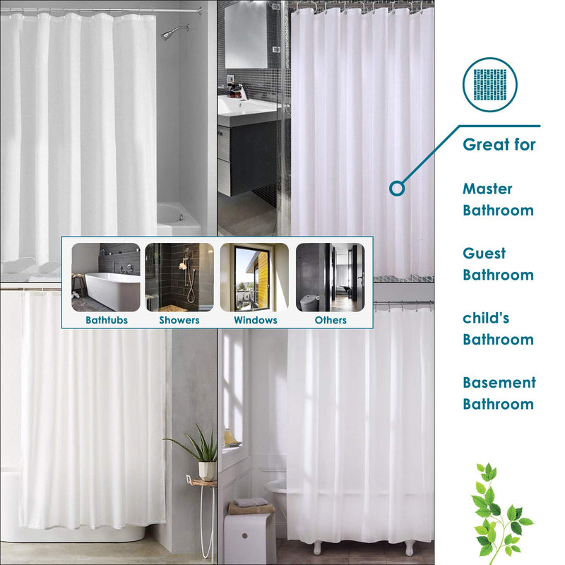 LanMeng Solid Fabric Shower Curtain Liner, Comes with 12 Hooks, White White Fabric 72-by-72 inches (standard) - NewNest Australia