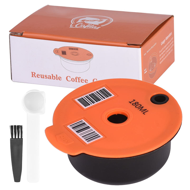 Refillable Coffee Capsules Pods, Reusable Coffee Capsule Pods Cups, Reusable Coffee Filter for Bosch-s Tassimoo Machine with Coffee Spoon, Brush (180ML) 180ML - NewNest Australia