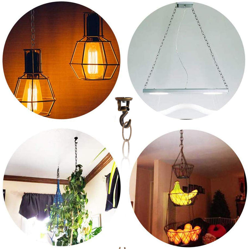 NewNest Australia - OOTSR Swivel Swag Hook, Heavy Duty Swivel Ceiling Hook and Metal Chain Extension for Hanging Plants/Chandeliers/Baskets/Indoor & Outdoor Use, Brass Color, 36 inches Chain 