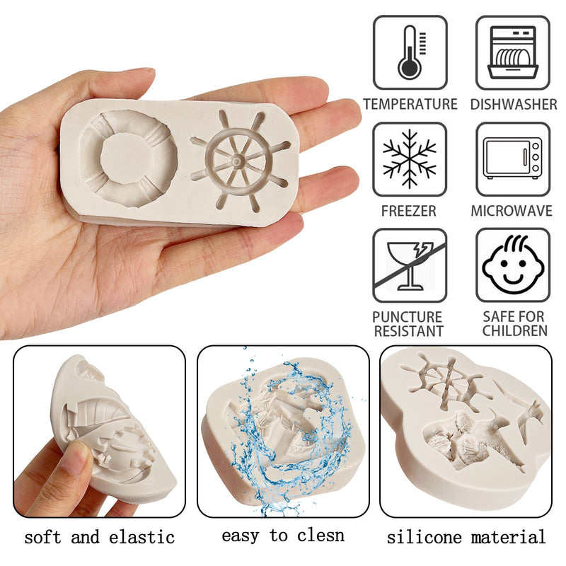 Anchor and Rudder Fondant Moulds ( 5 Pcs ), Seagull Sailing Boat Hook Cake Decoration Silicone Mold, Used for Cupcake Decoration, Sugar Craft Glue, Chocolate, DIY Polymer Clay Molds for Children Anchor & Rudder Fondant Molds(LJ93) - NewNest Australia