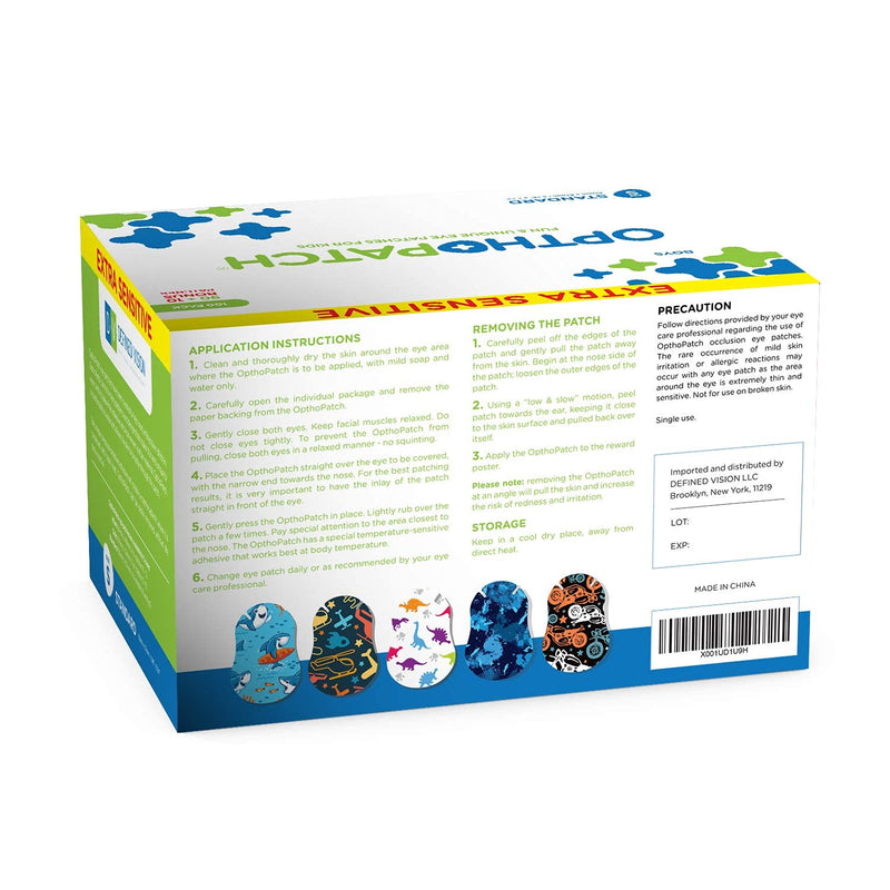 OPTHOPATCH Kids Eye Patches - Fun Boys Design - 90+10 Bonus Latex Free Hypoallergenic Cotton Extra Sensitive Adhesive Bandages for Amblyopia & Cross Eye-3 Reward Chart Posters by Defined Vision - NewNest Australia