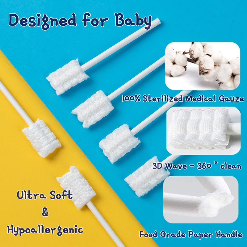 [60 Pcs] Little Fox Baby Oral Cleaner +2 Pcs Finger Toothbrush with Cases, Baby Tongue Cleaner, Newborn Toothbrush, Disposable Tongue and Gum Cleaner, Infant Oral Care and Cleaning for 0-36 Month Baby - NewNest Australia