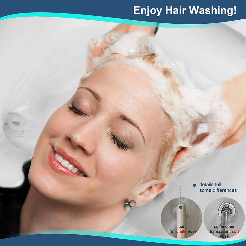 Large Inflatable Shampoo Basin Portable Hair Washing Bowl with Head Pillow and Towel for Elderly, Bedridden, Disabled, Handicapped and Injured in Travel, Hospital or at Home, Pure White New Set - NewNest Australia