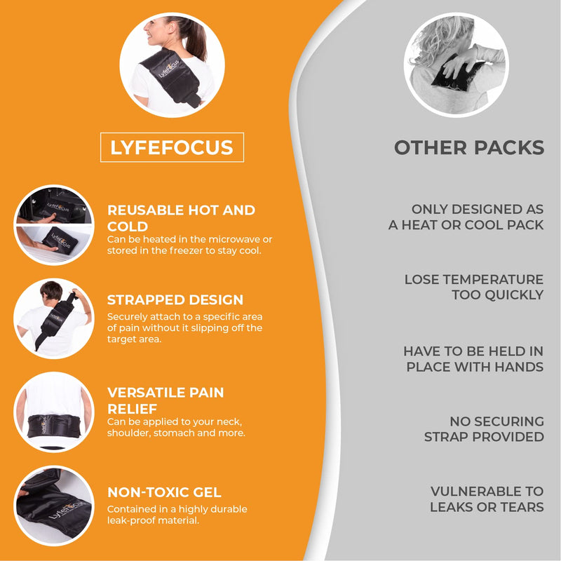 LyfeFocus Premium Multi-Use Reusable Hot & Cold Ice Compression Gel Pack – Adjustable Extension Strap for Shoulder, Leg & Back Pain Relief: Microwaveable & Freezable Wrap for Heat/Ice Injury Therapy - NewNest Australia