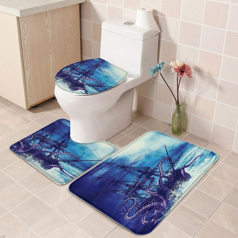 Libaoge Bathroom Mat Sets 3 Piece/Set Rugs Kraken Ocean Giant Octopus Tentacles Mythical Nautical Memory Foam Mat Set Matches Anti-Skid Toilet Seat Cover Bath Mat Lid Cover 20"x31"+16"x18"+16"x20" 20"x31"+16"x18"+16"x20" Lbg6305 - NewNest Australia