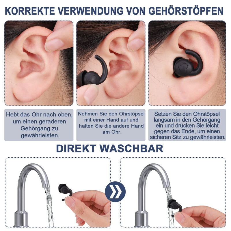 Dacitiery Ear Plugs Sleeping 2 Pairs Extra Soft Ear Plugs Noise Canceling Ear Plugs Sleeping Noise Reduction By 31 Db Silicone Ear Plugs For Sleeping, Work, Learning, Reading (Black) - NewNest Australia
