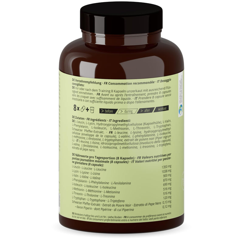 EAA capsules vegan & high dosage - 360 mega caps of 750 mg each - 8 essential amino acids - EAAs 6000 (essential amino capsules) - protein capsules - amino supplement - amino acid complex 360 pieces (pack of 1) - NewNest Australia