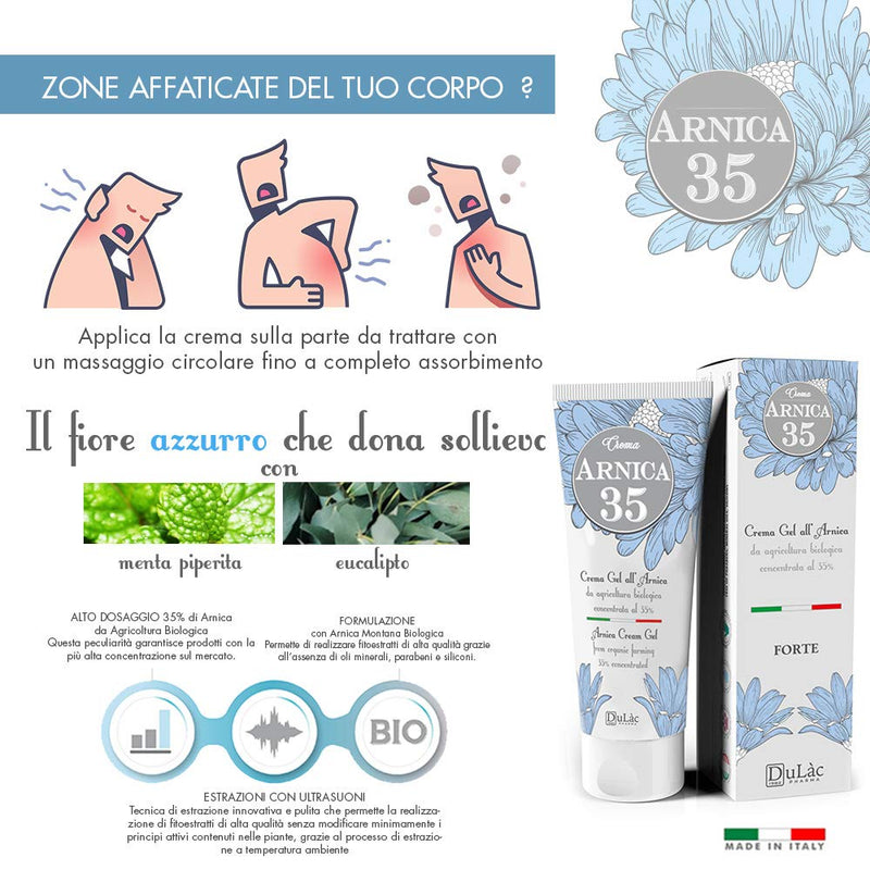 Dulàc Arnica Gel Cream Extra Strong 50ml Great for Muscle and Joint Massage, Even After Sports, Made in Italy with 35% Organic Arnica Montana, Cooling Effect - NewNest Australia