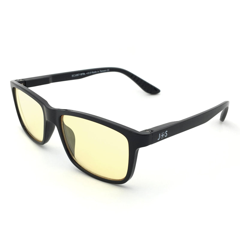 J+S Vision Blue Light Shield Computer/Gaming Glasses - 0x Magnification Classic Rectangle Frame High Definition Lens - Black Frame - NewNest Australia