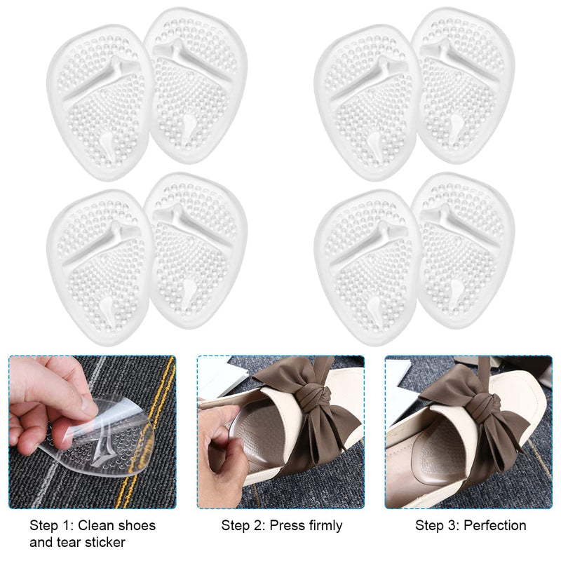 URAQT foot pads, 4 pairs of silicone pads forefoot gel pads forefoot shoe insoles for gel pads forefoot heel protection high heels shoe pads, insoles forefoot, ball pads (transparent) 4 pairs transparent - NewNest Australia